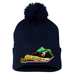 Kentucky Cartoon State Illustration Pom Pom 12in Knit Beanie