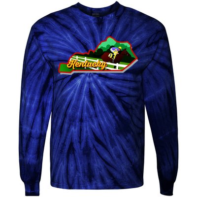 Kentucky Cartoon State Illustration Tie-Dye Long Sleeve Shirt