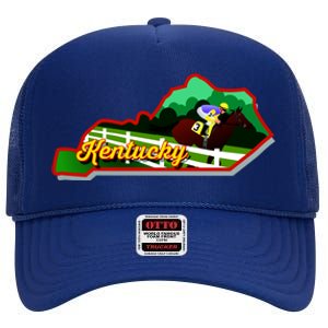 Kentucky Cartoon State Illustration High Crown Mesh Back Trucker Hat