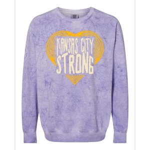 Kansas City Strong Heart Awareness Colorblast Crewneck Sweatshirt