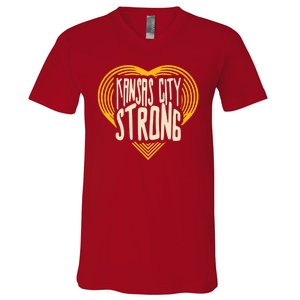 Kansas City Strong Heart Awareness V-Neck T-Shirt