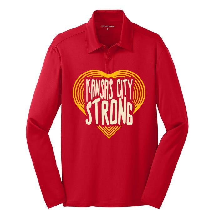 Kansas City Strong Heart Awareness Silk Touch Performance Long Sleeve Polo