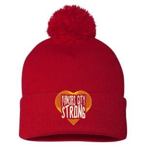 Kansas City Strong Heart Awareness Pom Pom 12in Knit Beanie