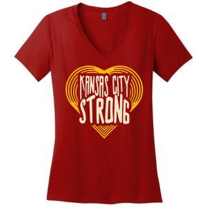 Kansas City Strong Heart Awareness Women's V-Neck T-Shirt