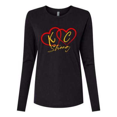 Kansas City Strong Heart Womens Cotton Relaxed Long Sleeve T-Shirt