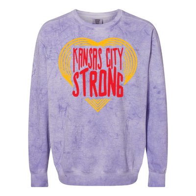 Kansas City Strong Heart Colorblast Crewneck Sweatshirt