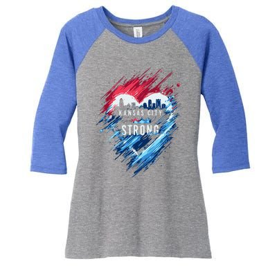 Kansas City Strong Kc Strong Women's Tri-Blend 3/4-Sleeve Raglan Shirt