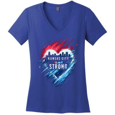 Kansas City Strong Kc Strong Women's V-Neck T-Shirt