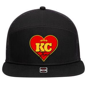 Kansas City Strong Football Heart Awareness 7 Panel Mesh Trucker Snapback Hat