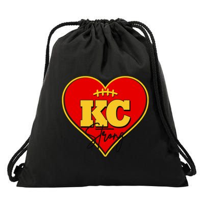Kansas City Strong Football Heart Awareness Drawstring Bag