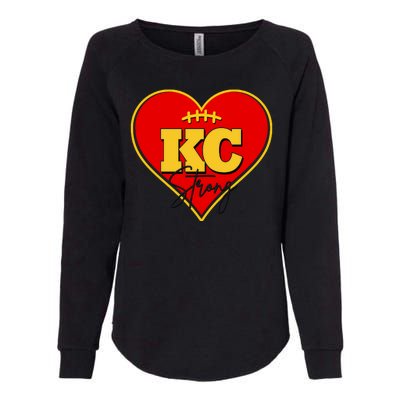 Kansas City Strong Football Heart Awareness Womens California Wash Sweatshirt