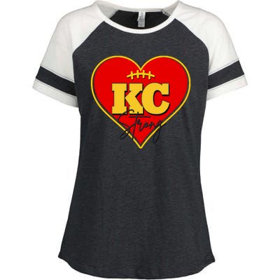 Kansas City Strong Football Heart Awareness Enza Ladies Jersey Colorblock Tee