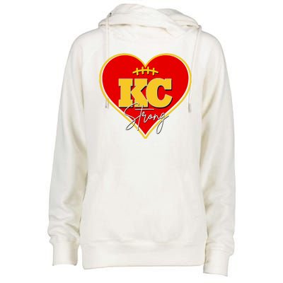 Kansas City Strong Football Heart Awareness Womens Funnel Neck Pullover Hood