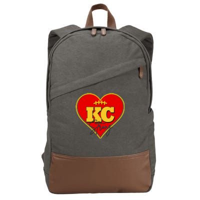 Kansas City Strong Football Heart Awareness Cotton Canvas Backpack