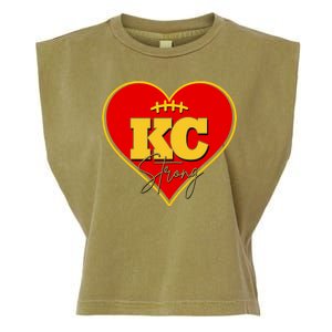 Kansas City Strong Football Heart Awareness Garment-Dyed Women's Muscle Tee