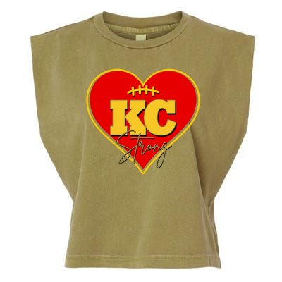 Kansas City Strong Football Heart Awareness Garment-Dyed Women's Muscle Tee