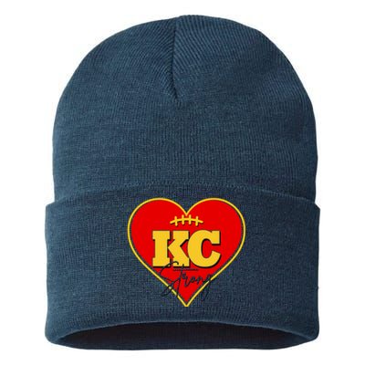 Kansas City Strong Football Heart Awareness Sustainable Knit Beanie