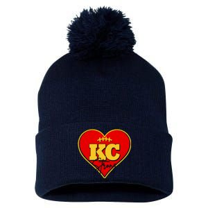 Kansas City Strong Football Heart Awareness Pom Pom 12in Knit Beanie