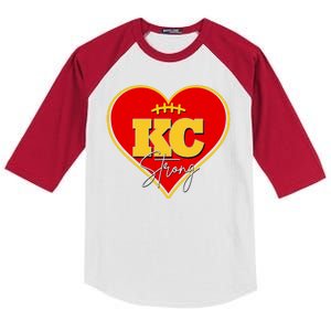 Kansas City Strong Football Heart Awareness Kids Colorblock Raglan Jersey