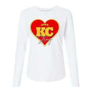 Kansas City Strong Football Heart Awareness Womens Cotton Relaxed Long Sleeve T-Shirt