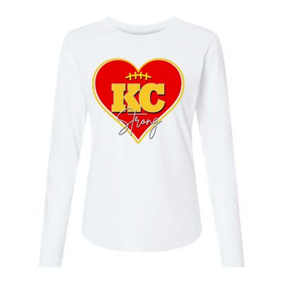 Kansas City Strong Football Heart Awareness Womens Cotton Relaxed Long Sleeve T-Shirt