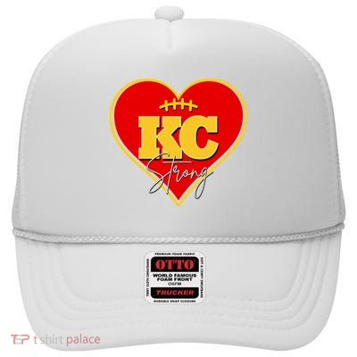 Kansas City Strong Football Heart Awareness High Crown Mesh Back Trucker Hat