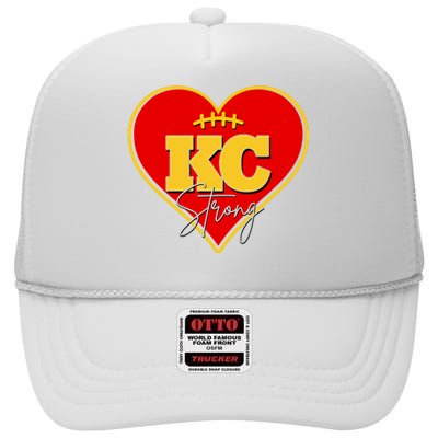 Kansas City Strong Football Heart Awareness High Crown Mesh Back Trucker Hat