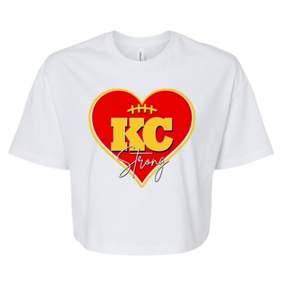 Kansas City Strong Football Heart Awareness Bella+Canvas Jersey Crop Tee