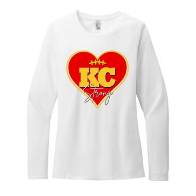 Kansas City Strong Football Heart Awareness Womens CVC Long Sleeve Shirt