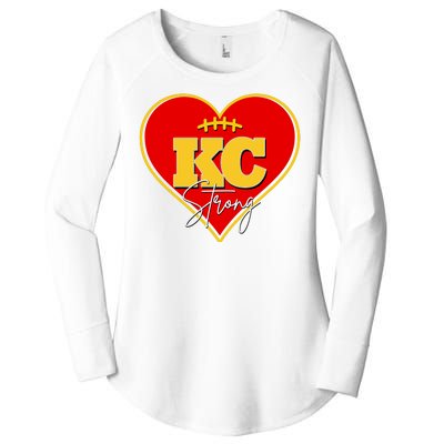 Kansas City Strong Football Heart Awareness Women's Perfect Tri Tunic Long Sleeve Shirt