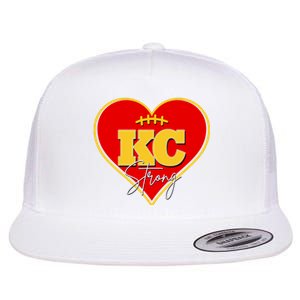 Kansas City Strong Football Heart Awareness Flat Bill Trucker Hat