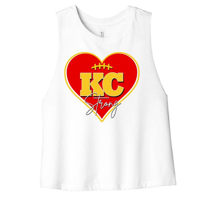 Kansas City Strong Football Heart Awareness Women's Racerback Cropped Tank