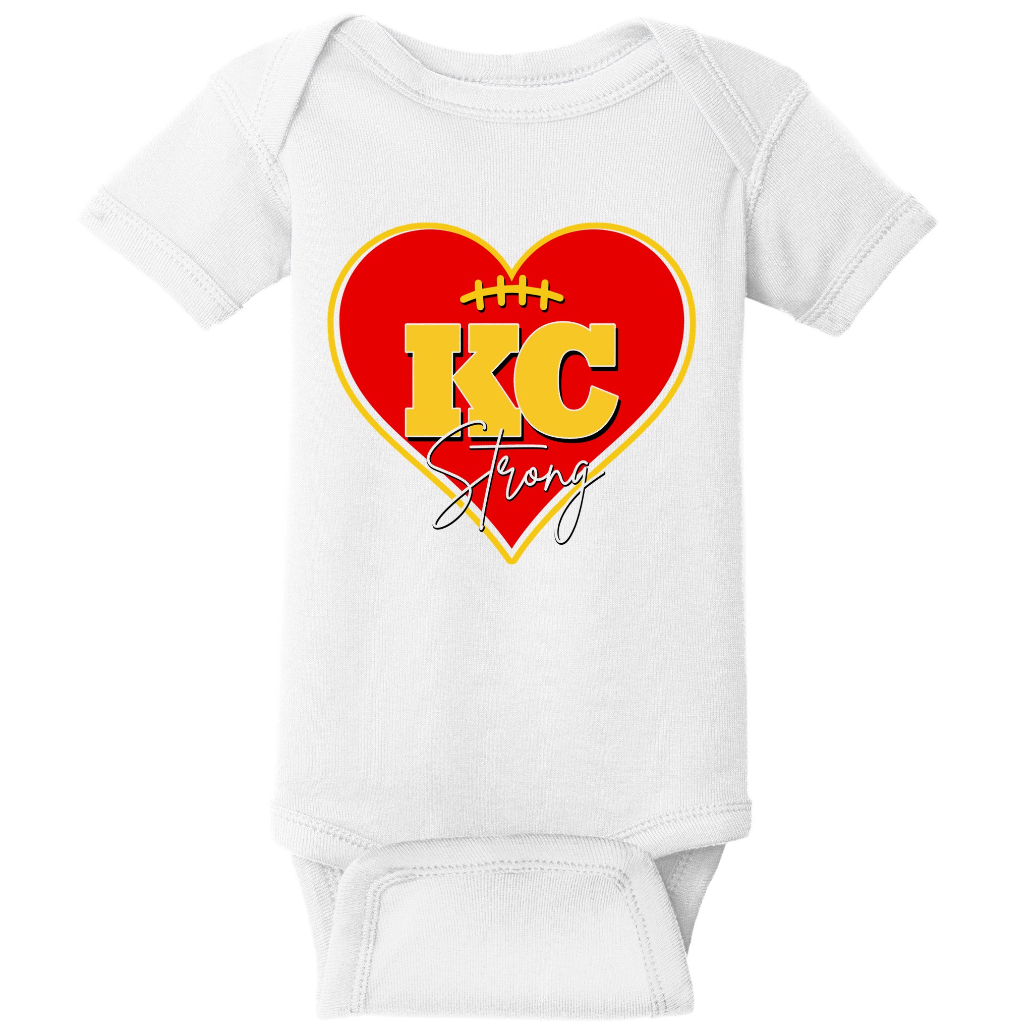 Kansas City Strong Football Heart Awareness Baby Bodysuit