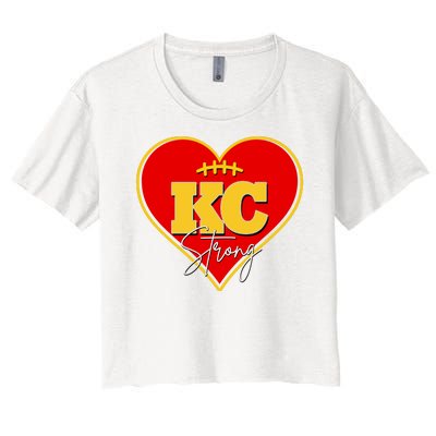 Kansas City Strong Football Heart Awareness Women's Crop Top Tee