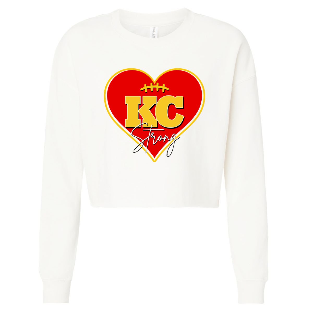 Kansas City Strong Football Heart Awareness Cropped Pullover Crew