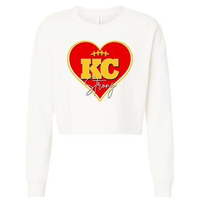 Kansas City Strong Football Heart Awareness Cropped Pullover Crew