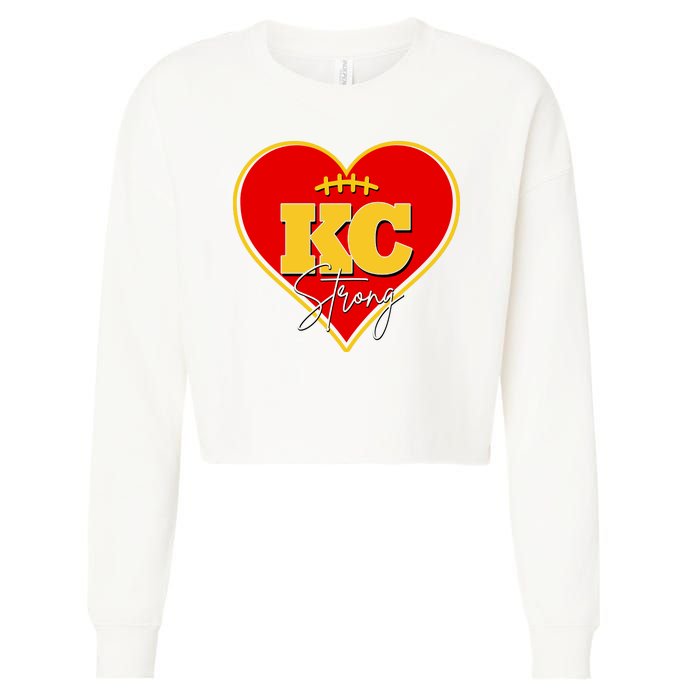 Kansas City Strong Football Heart Awareness Cropped Pullover Crew