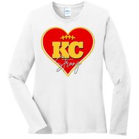 Kansas City Strong Football Heart Awareness Ladies Long Sleeve Shirt