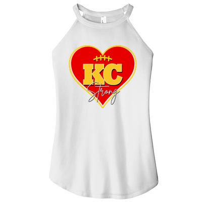 Kansas City Strong Football Heart Awareness Women's Perfect Tri Rocker Tank