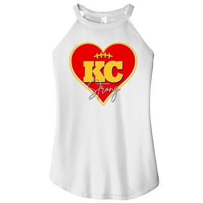 Kansas City Strong Football Heart Awareness Women's Perfect Tri Rocker Tank