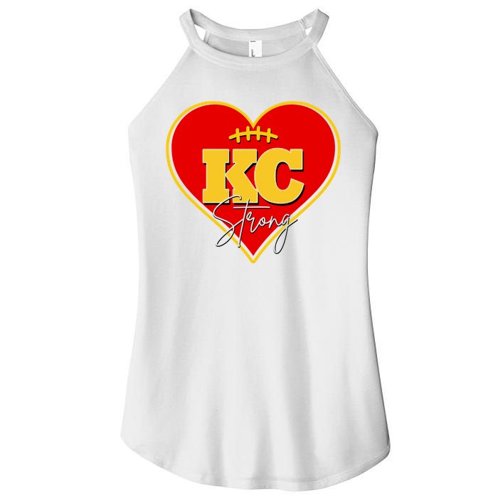 Kansas City Strong Football Heart Awareness Women's Perfect Tri Rocker Tank