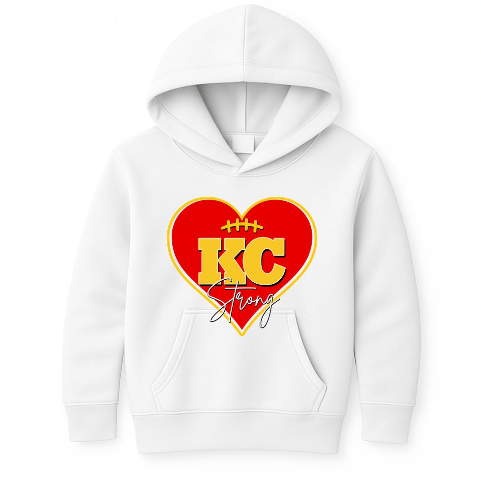 Kansas City Strong Football Heart Awareness Kids Hoodie
