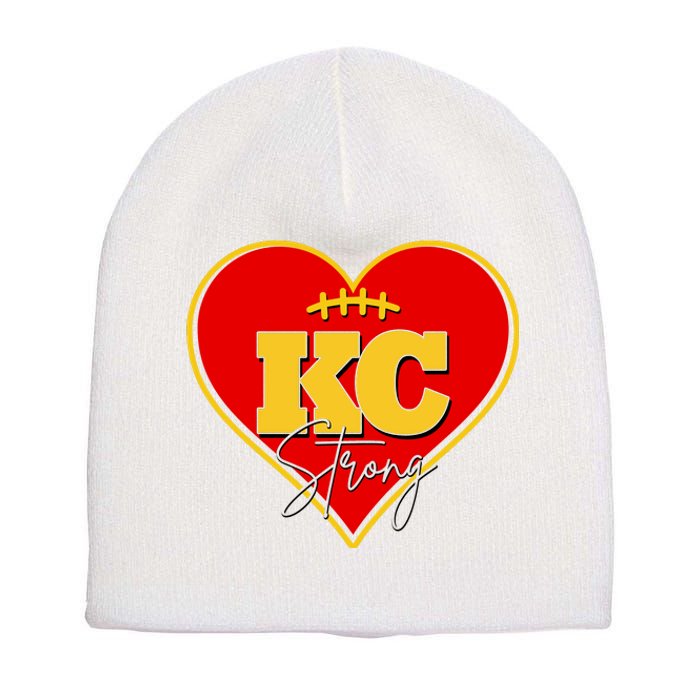 Kansas City Strong Football Heart Awareness Short Acrylic Beanie