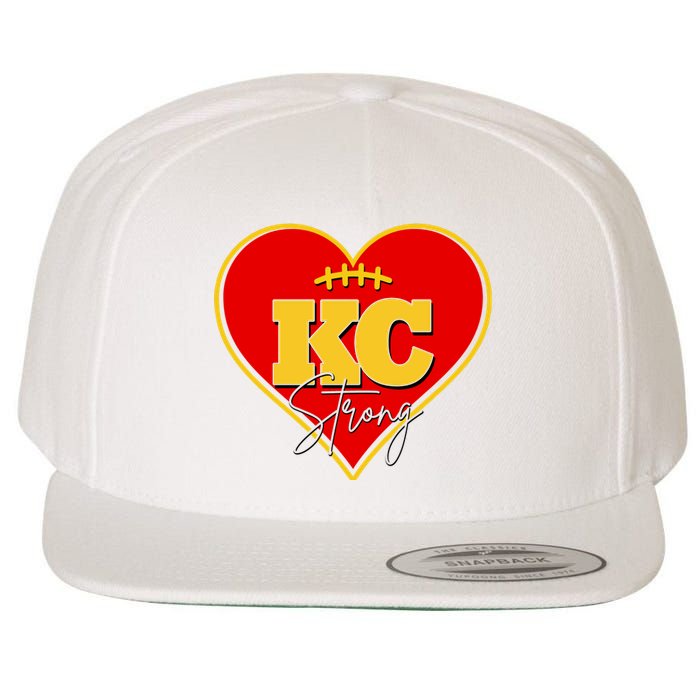 Kansas City Strong Football Heart Awareness Wool Snapback Cap