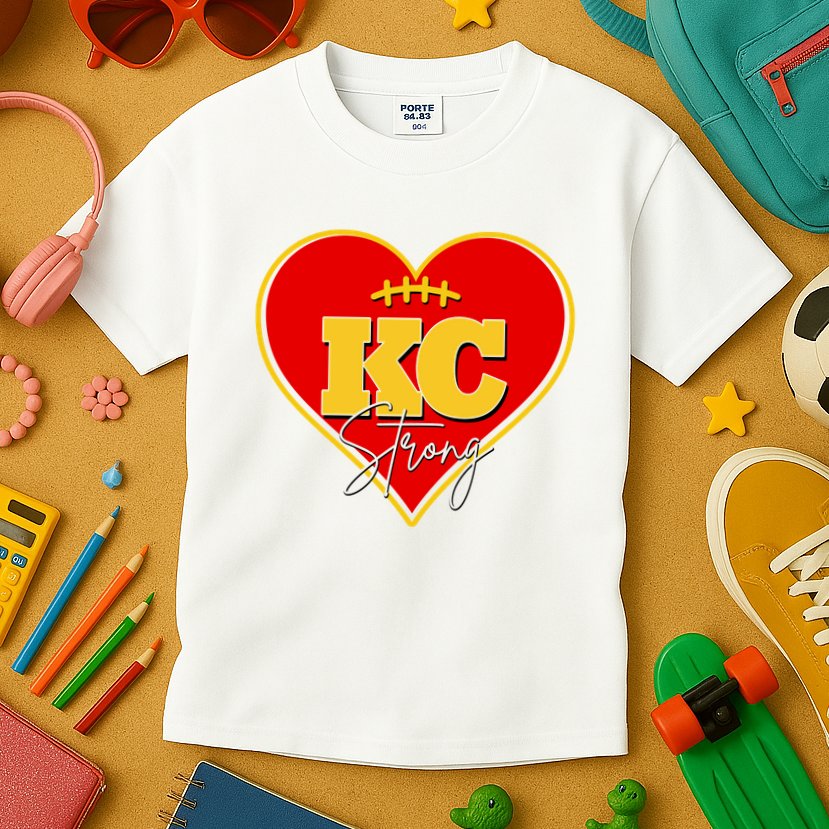 Kansas City Strong Football Heart Awareness Kids T-Shirt