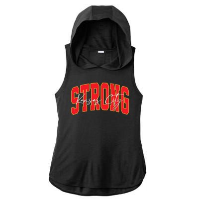 Kansas City Strong Football Awareness Ladies PosiCharge Tri-Blend Wicking Draft Hoodie Tank