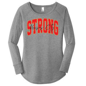 Kansas City Strong Football Awareness Women's Perfect Tri Tunic Long Sleeve Shirt