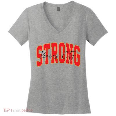 Kansas City Strong Football Awareness Women's V-Neck T-Shirt