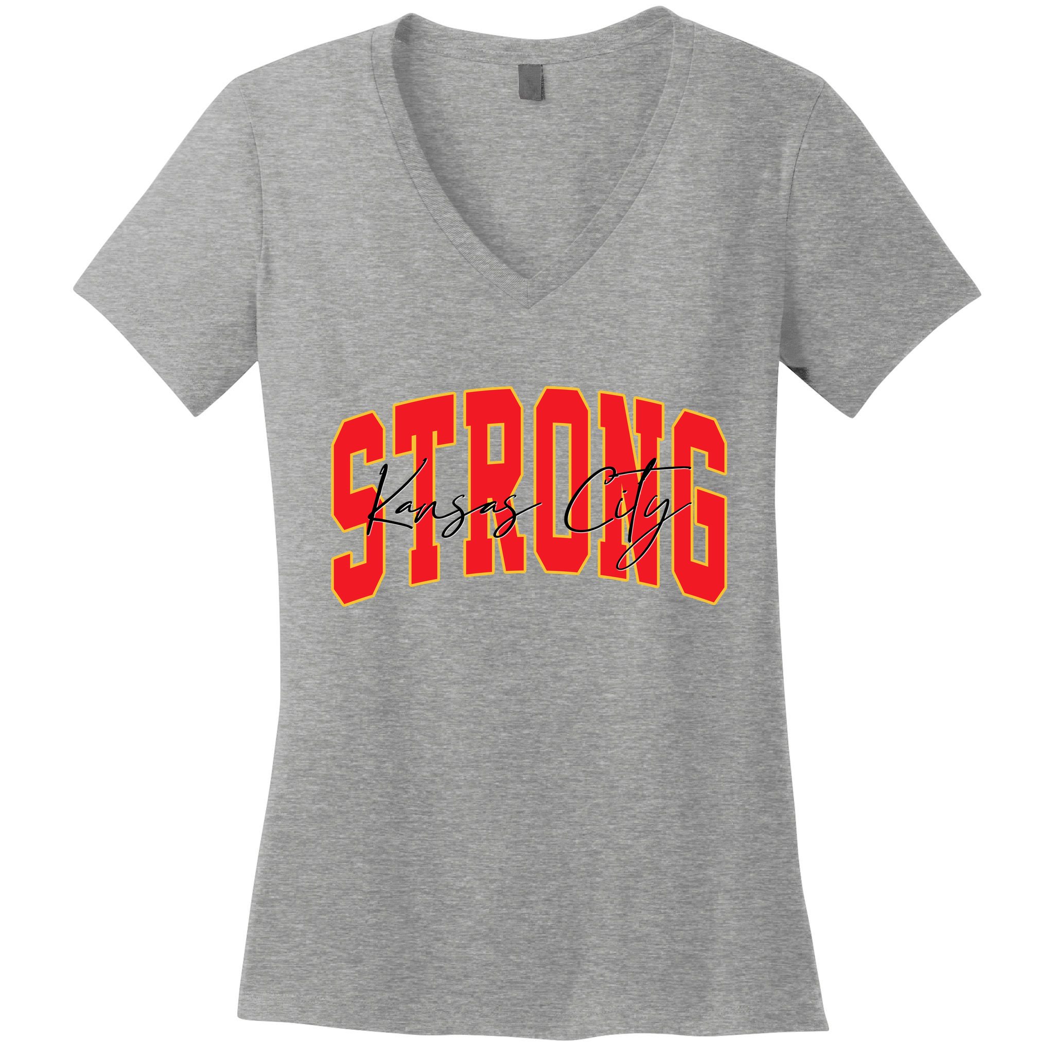 Kansas City Strong Football Awareness Women's V-Neck T-Shirt