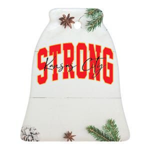 Kansas City Strong Football Awareness Ceramic Bell Ornament